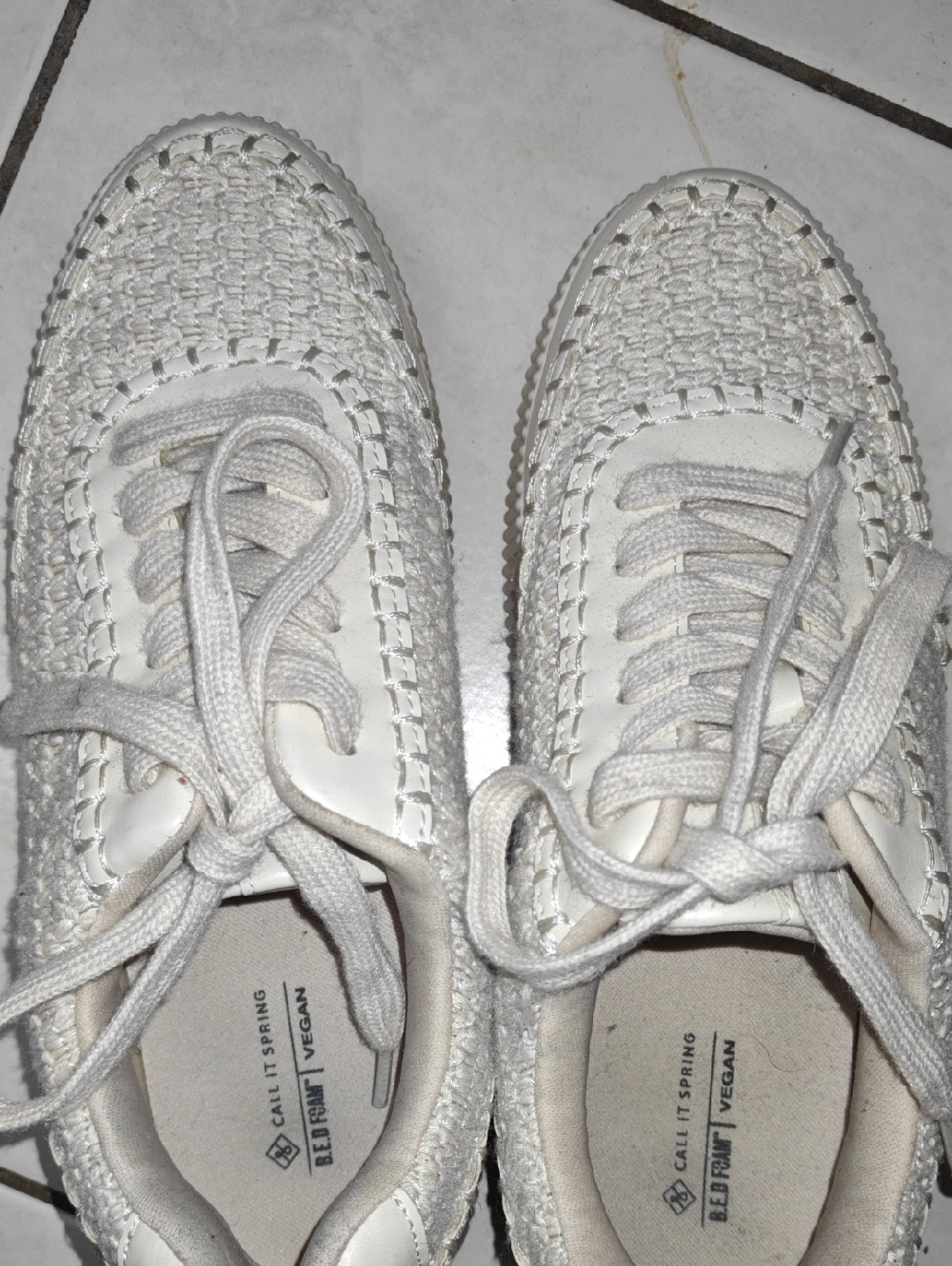 Call It Spring Cream Woven Lace-Up Sneakers